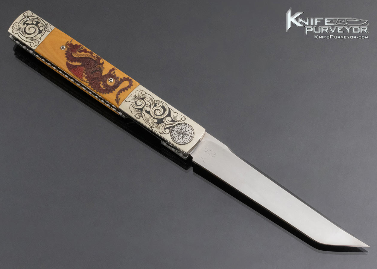Michael Walker Custom Knife Patricia Walker Engraved Micarta Linerlock - Image 3