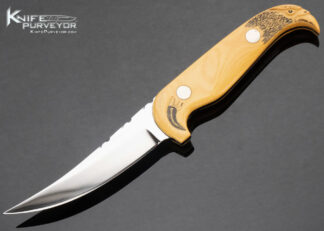 Frank McGowan Custom Knife Eagle Head and Talon Scrimshawed Fixed Blade with Hand tooled Leather Sheath 15366