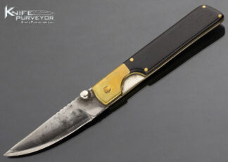 Bill McHenry WM Custom Knife Very Early Brass African Blackwood Linerlock 14121