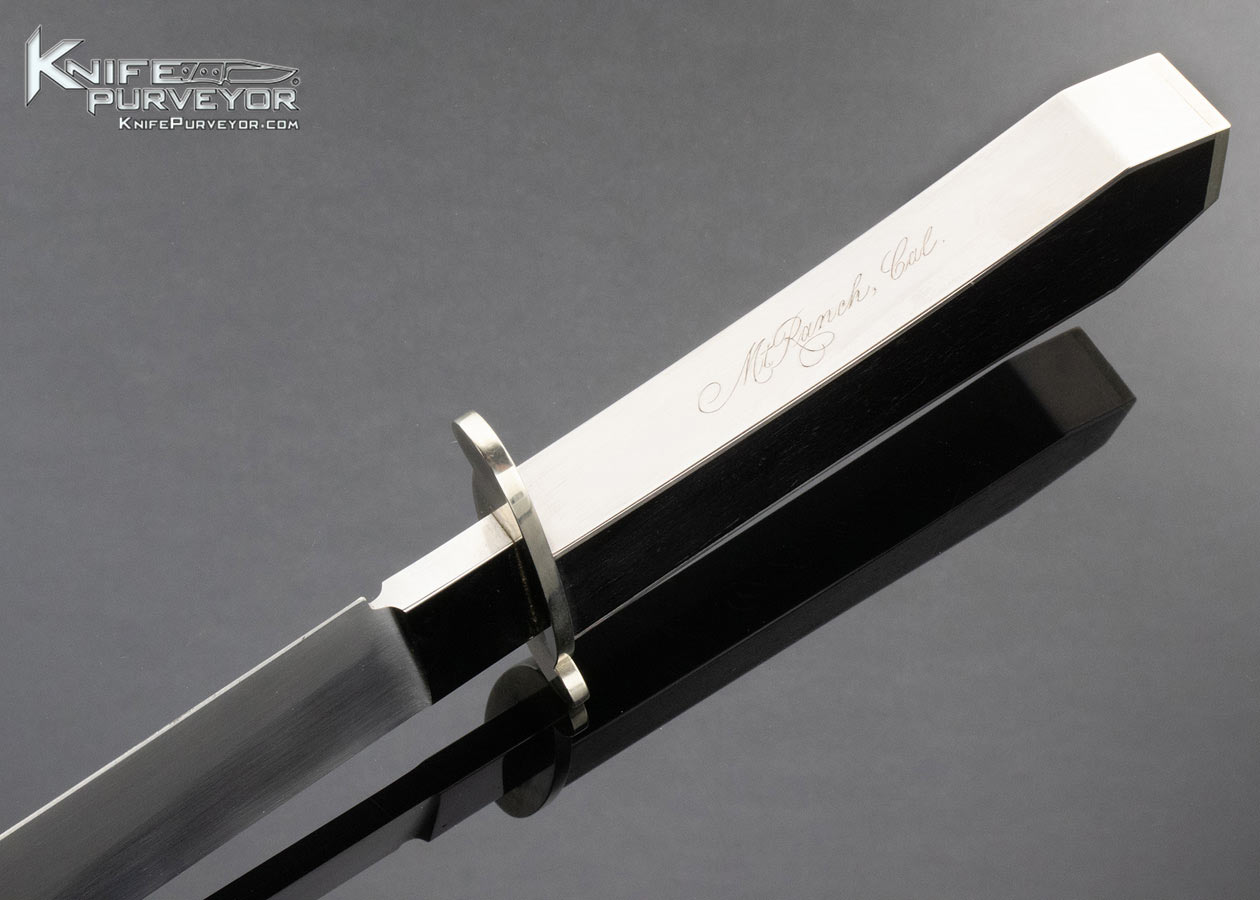 D.E. Henry Custom Knife Mt. Ranch California Steel Wrapped Ebony Bowie with Leather Sheath - Image 5