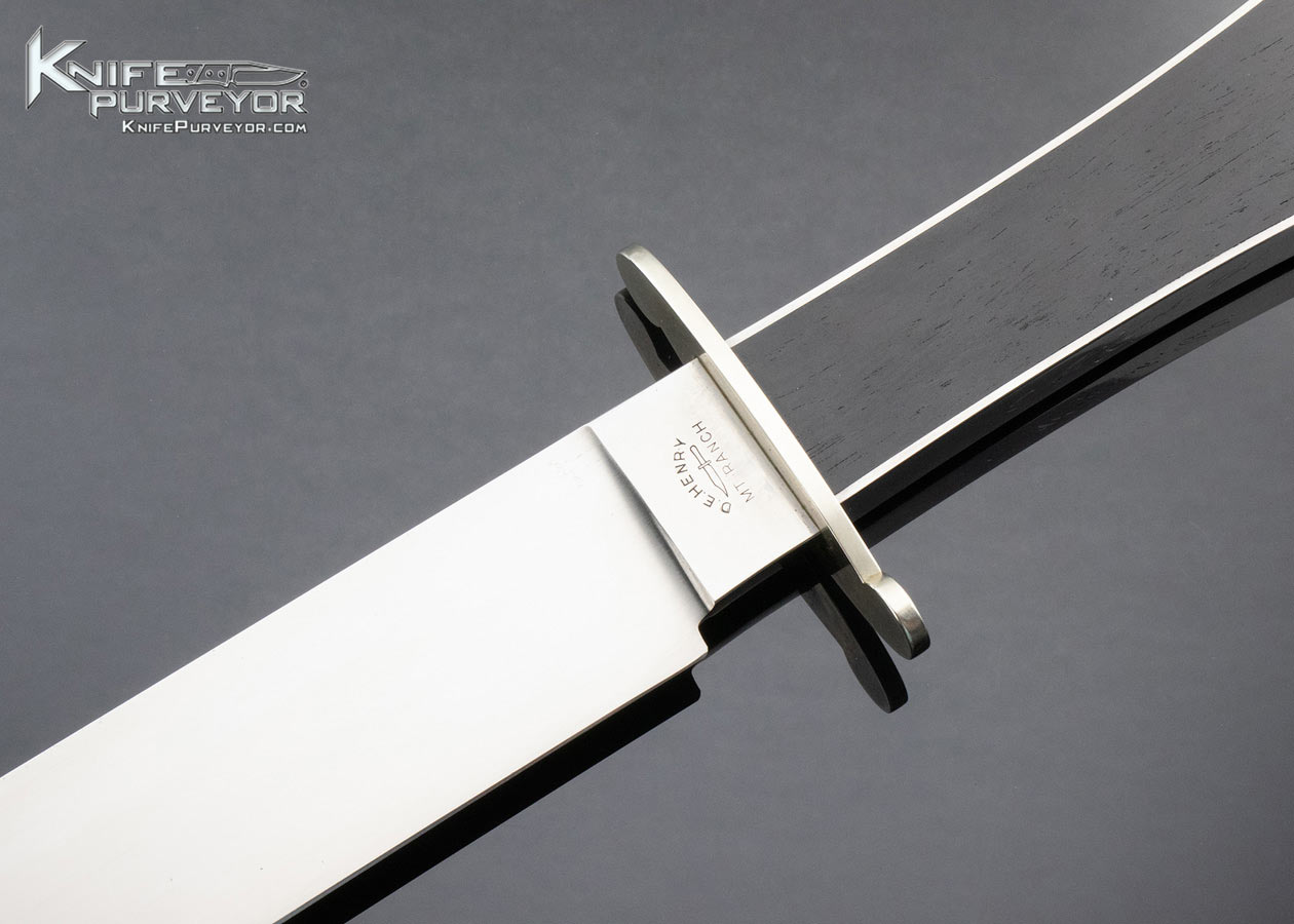 D.E. Henry Custom Knife Mt. Ranch California Steel Wrapped Ebony Bowie with Leather Sheath 15021