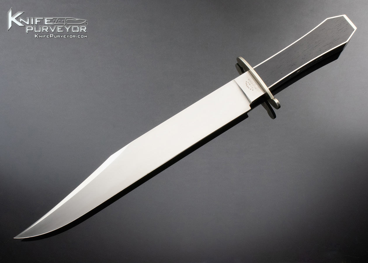 D.E. Henry Custom Knife Mt. Ranch California Steel Wrapped Ebony Bowie with Leather Sheath 15021