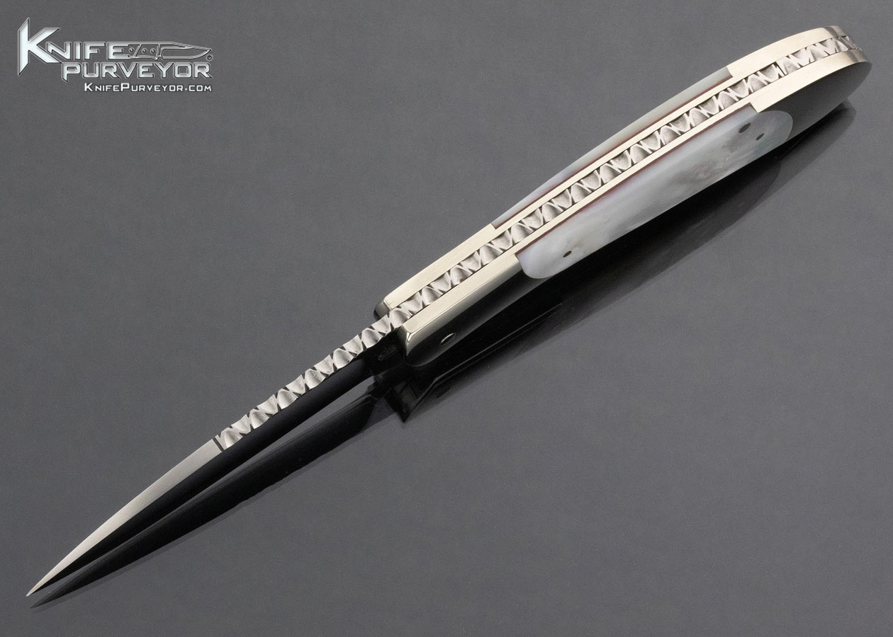 Ken Steigerwalt Custom Knife Mother of Pearl Nickle Silver Double Bolsters Scale Release Automatic - Image 5