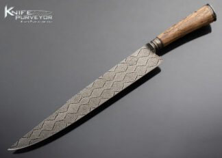 Maximiliano Pescie Custom Knife Sole Authorship Mosaic Damascus Gaucho with Stabilized Spalted Tamarind and 24Kt Gold Inlays 15022