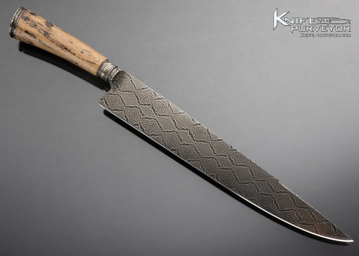 Maximiliano Pescie Custom Knife Sole Authorship Mosaic Damascus Gaucho with Stabilized Spalted Tamarind and 24Kt Gold Inlays - Image 3