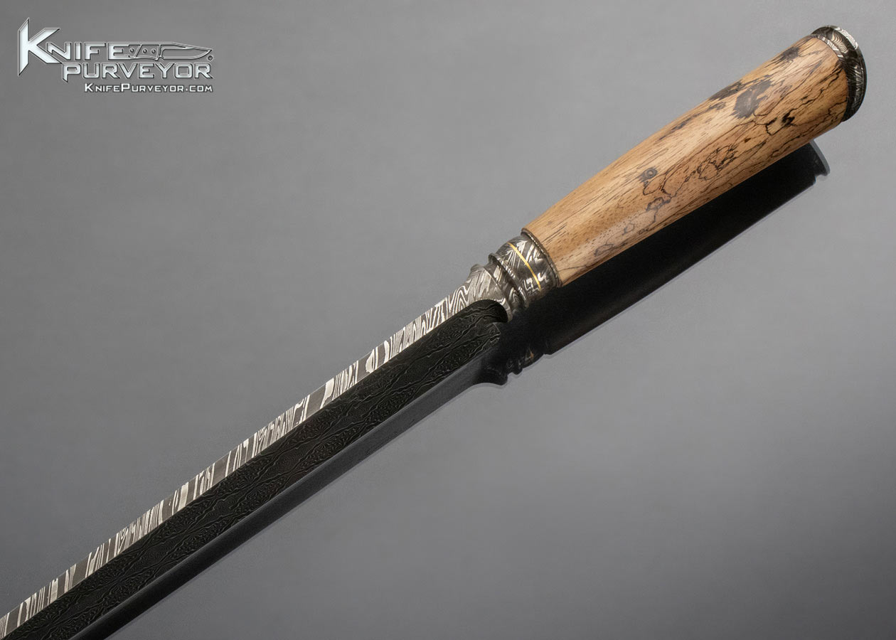 Maximiliano Pescie Custom Knife Sole Authorship Mosaic Damascus Gaucho with Stabilized Spalted Tamarind and 24Kt Gold Inlays - Image 4