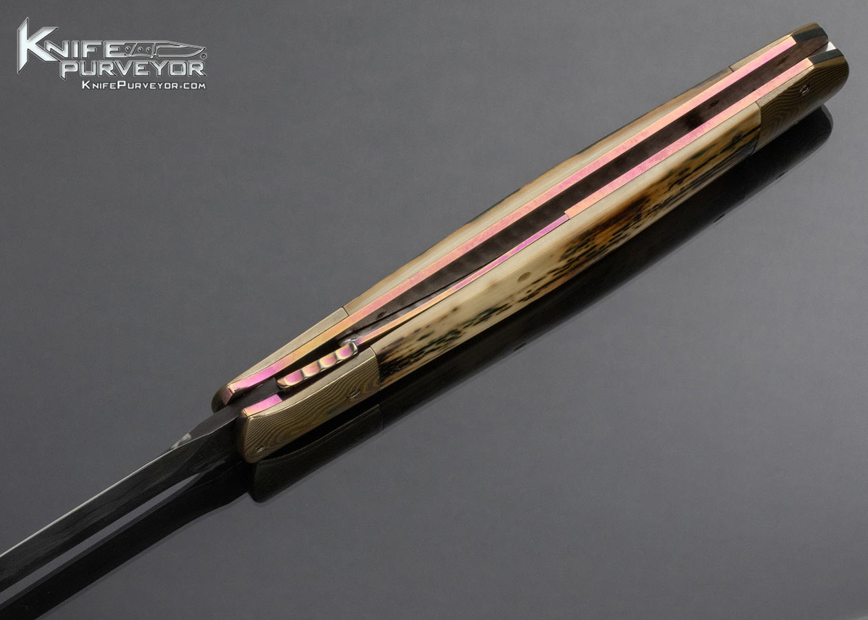 Rainy Vallotton Custom Knife Damascus, Mokume and Mammoth JUMBO Double Action Automatic Linerlock - Image 6