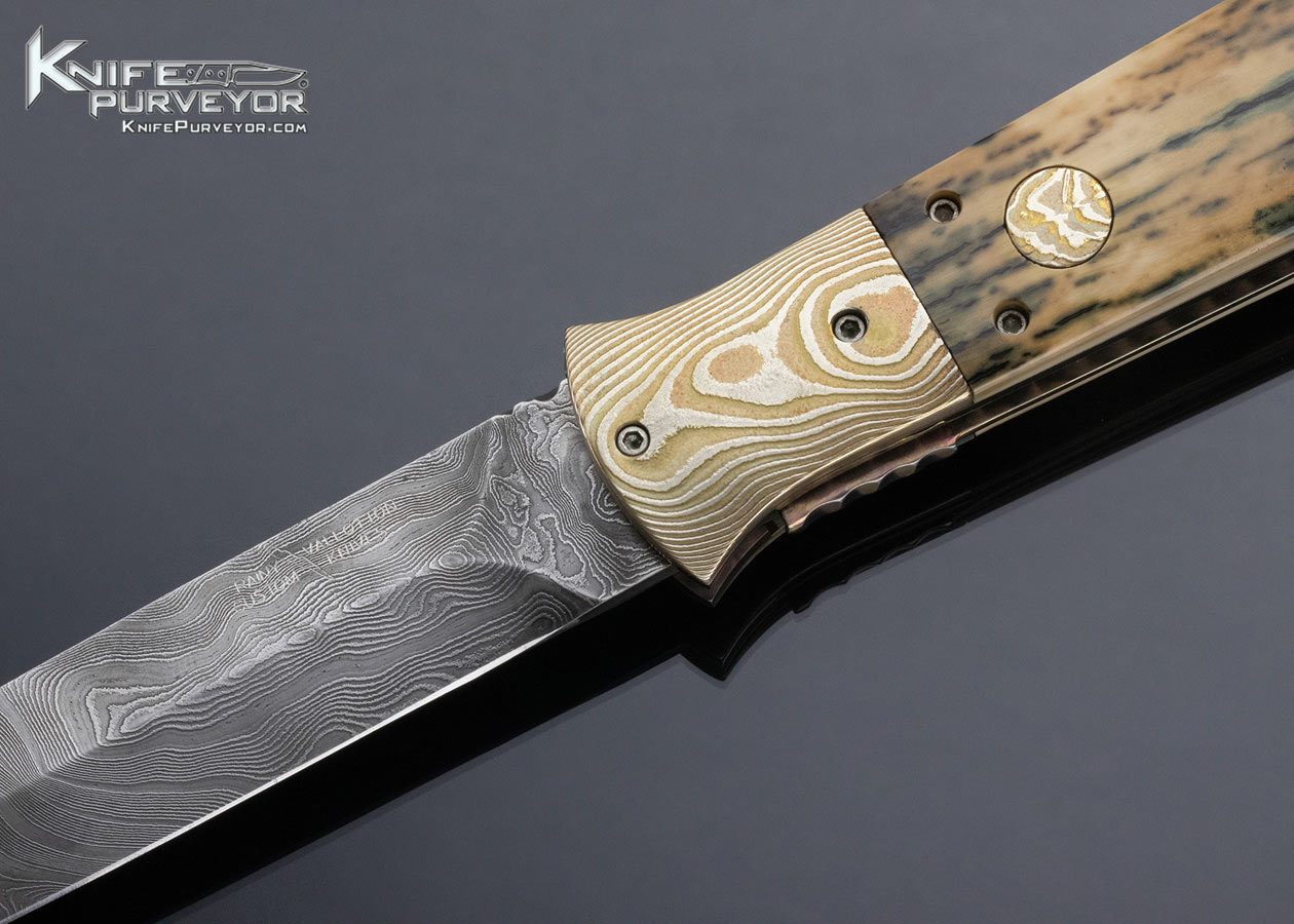 Rainy Vallotton Custom Knife Damascus, Mokume and Mammoth JUMBO Double Action Automatic Linerlock - Image 2