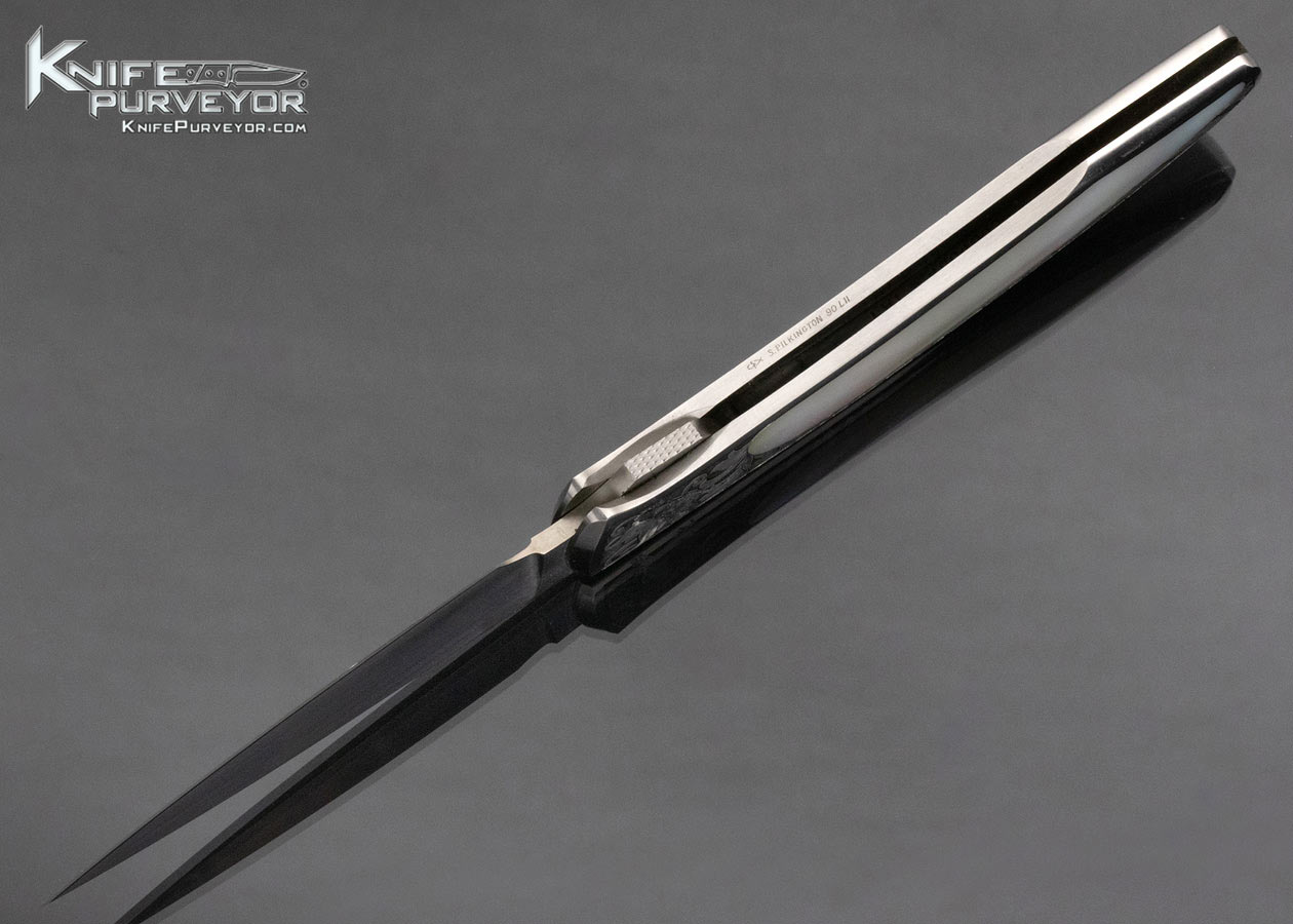 Scott Sawby Custom Knife Scott Pilkington Engraved Pearl Selflock Tern 14979