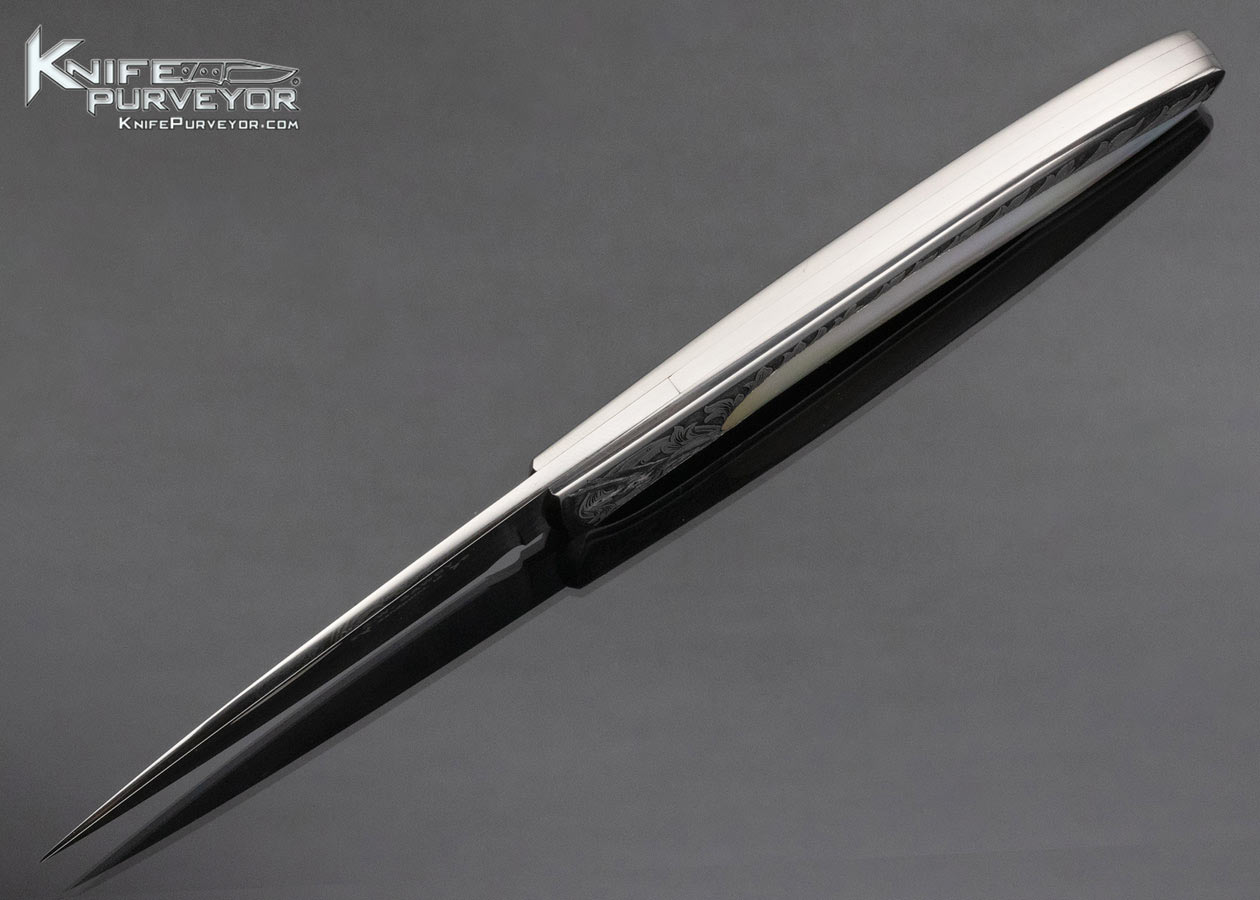 Scott Sawby Custom Knife Scott Pilkington Engraved Pearl Selflock Tern - Image 4