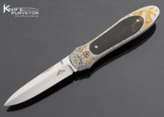 Warren Osborne Custom Knife Amber Interframe Lockback Dagger Engraved by Martin Butler 14978