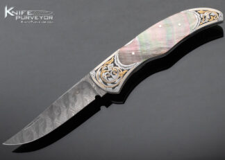 Warren Osborne Custom Knife Jere Davdison Engraved Blacklip Pearl Front Lock 14983