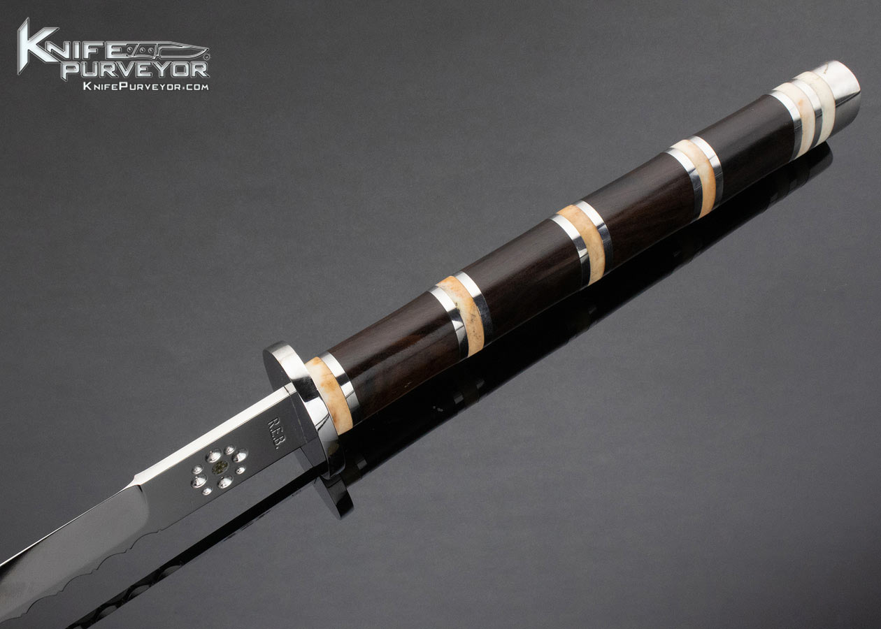 Ron Best Custom Knife African Blackwood and Giraffe Bone Katana - Image 5