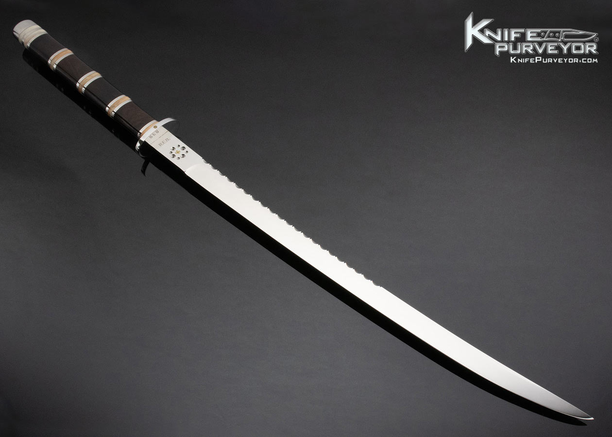 Ron Best Custom Knife African Blackwood and Giraffe Bone Katana - Image 3
