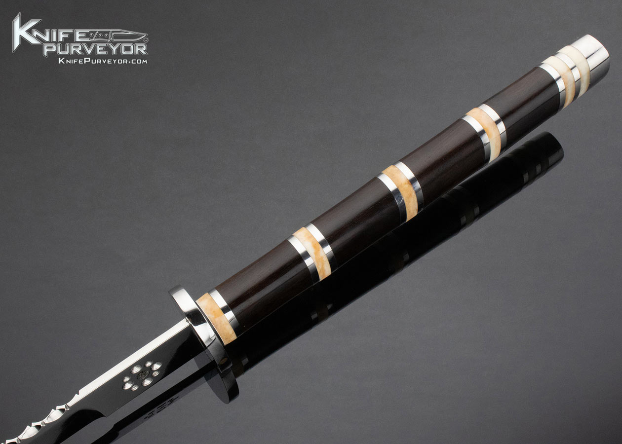 Ron Best Custom Knife African Blackwood and Giraffe Bone Katana - Image 6