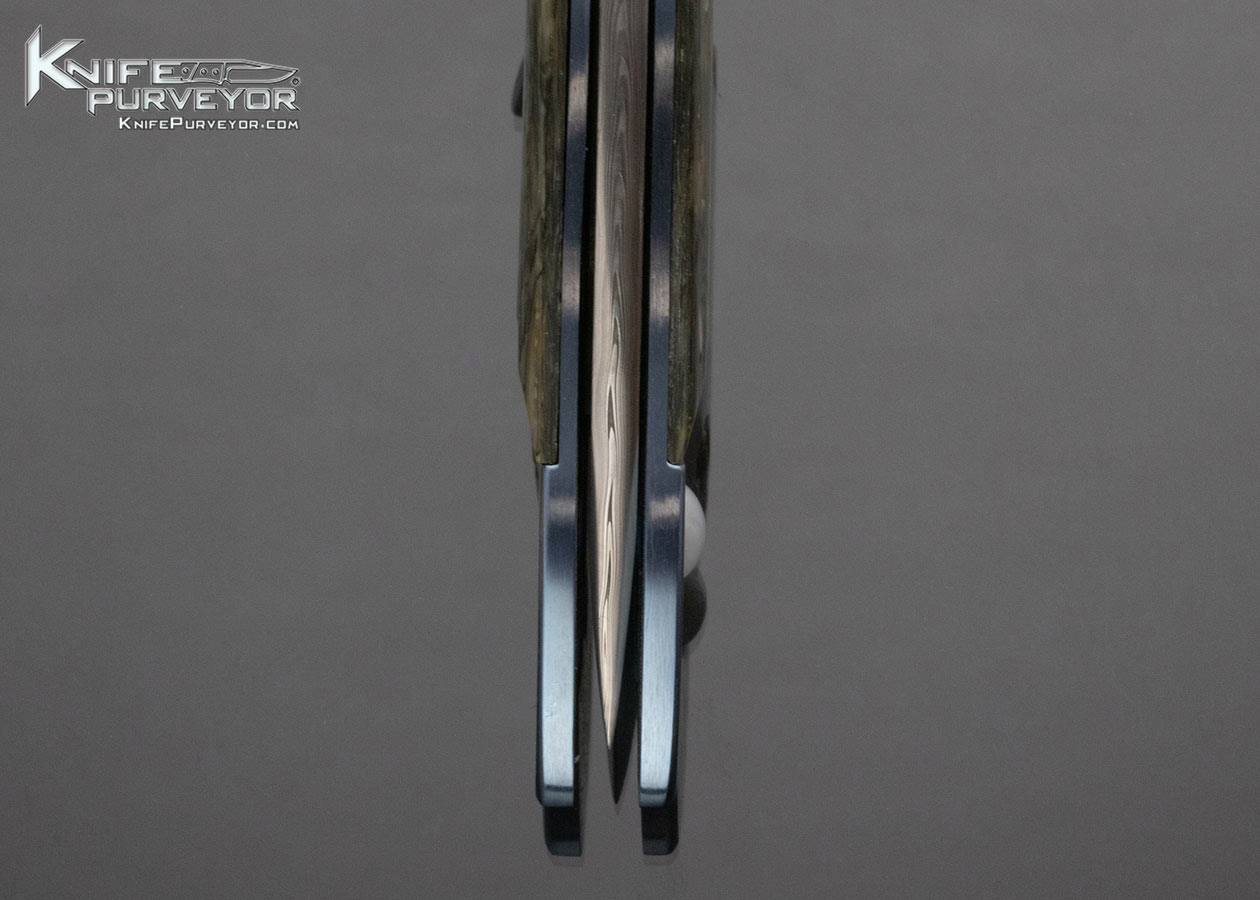 Allen Elishewitz Custom Knife Jeweled Titanium Abalone Damasteel Framelock - Image 6