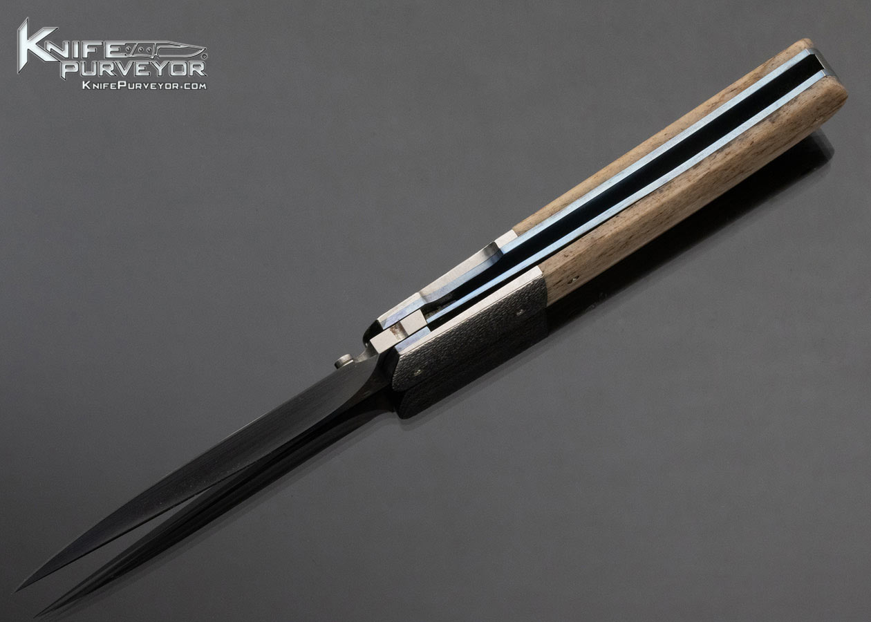 Andre Thorburn Custom Knife Stippled Steel and Giraffe Bone Linerlock