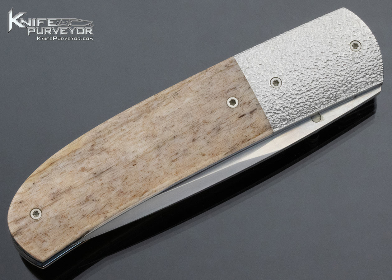 Andre Thorburn Custom Knife Stippled Steel and Giraffe Bone Linerlock