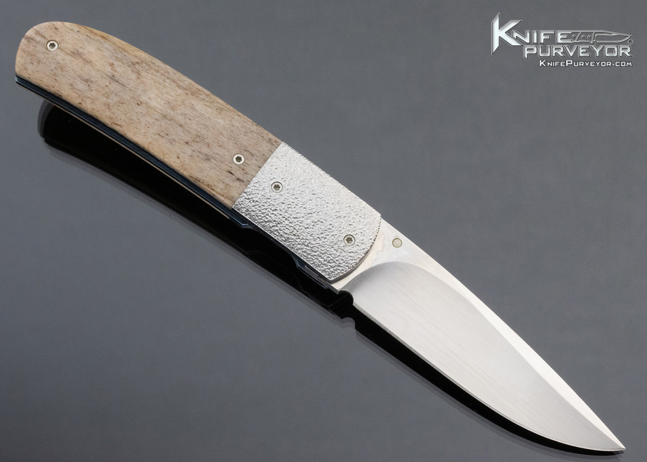 Andre Thorburn Custom Knife Stippled Steel and Giraffe Bone Linerlock