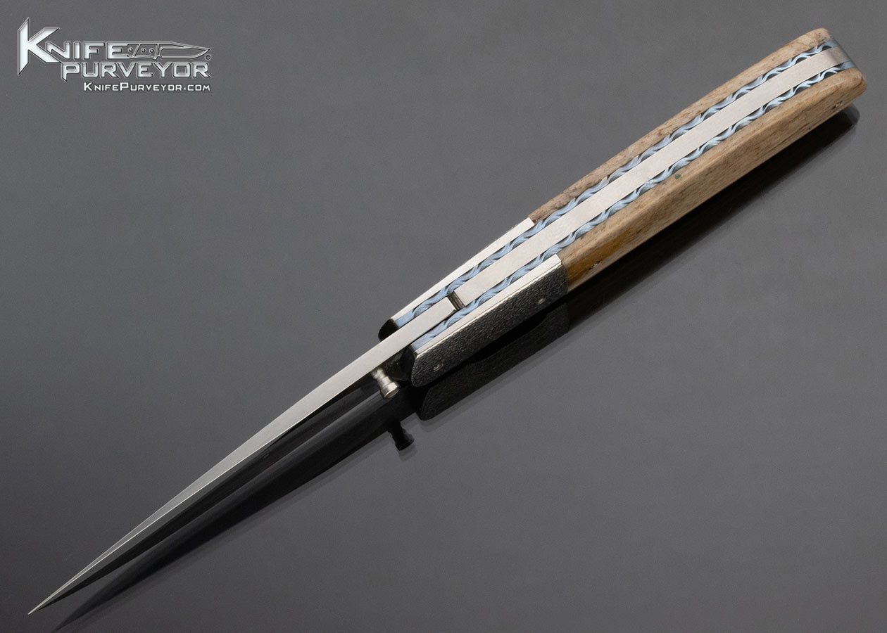 Andre Thorburn Custom Knife Stippled Steel and Giraffe Bone Linerlock
