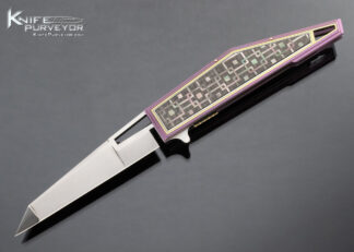 Antonio Fogarizzu Custom Knife Black Lip Pearl Inlaid Carbon Fiber Linerlock Flipper 15126