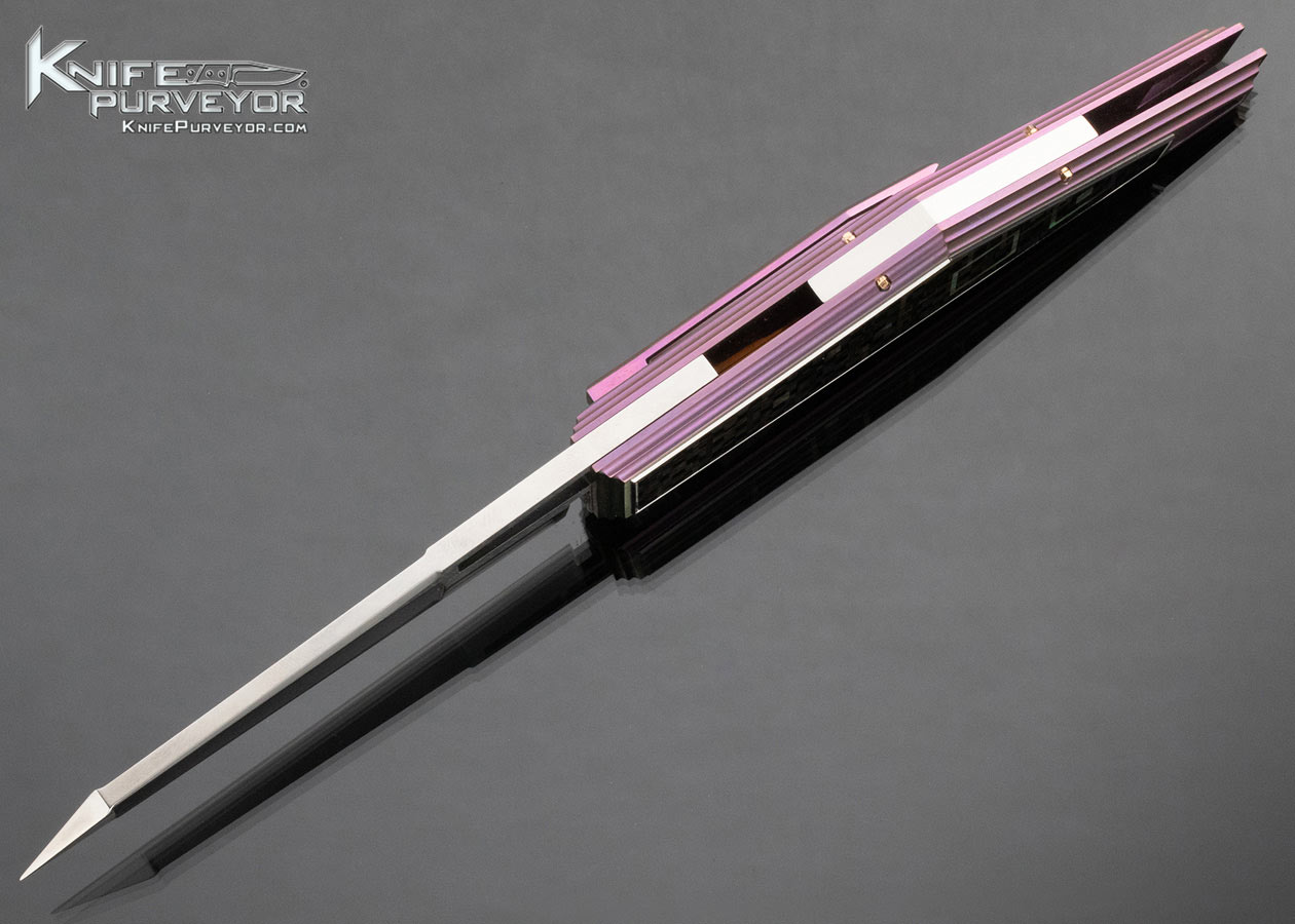 Antonio Fogarizzu Custom Knife Black Lip Pearl Inlaid Carbon Fiber Linerlock Flipper - Image 6