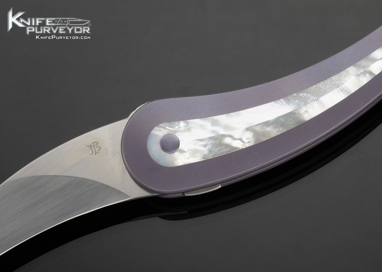 Jaun-Luc Baumberger Custom Knife Curved Horn Mother of Pearl Interframe Linerlock - Image 2