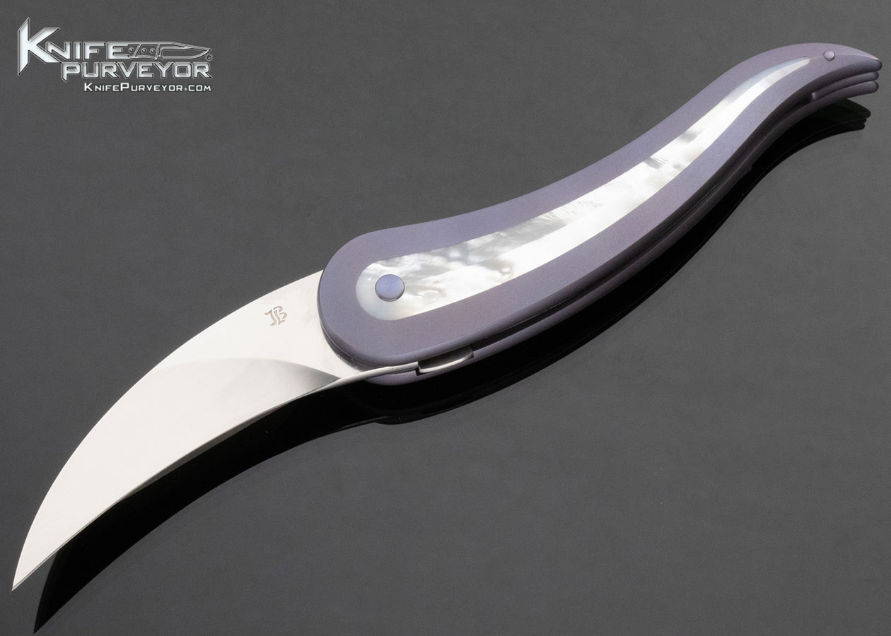 Jaun-Luc Baumberger Custom Knife Curved Horn Mother of Pearl Interframe Linerlock 15114