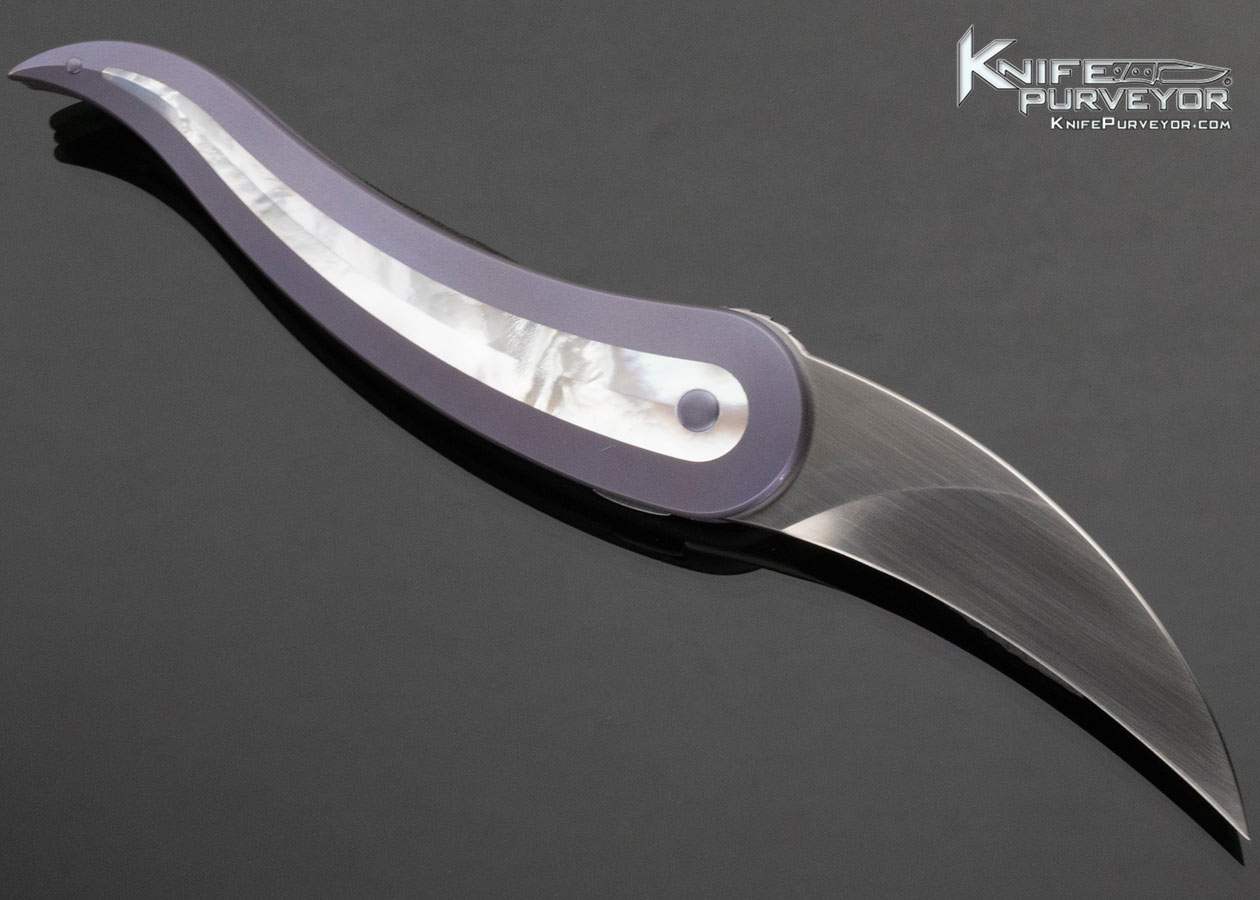 Jaun-Luc Baumberger Custom Knife Curved Horn Mother of Pearl Interframe Linerlock - Image 3