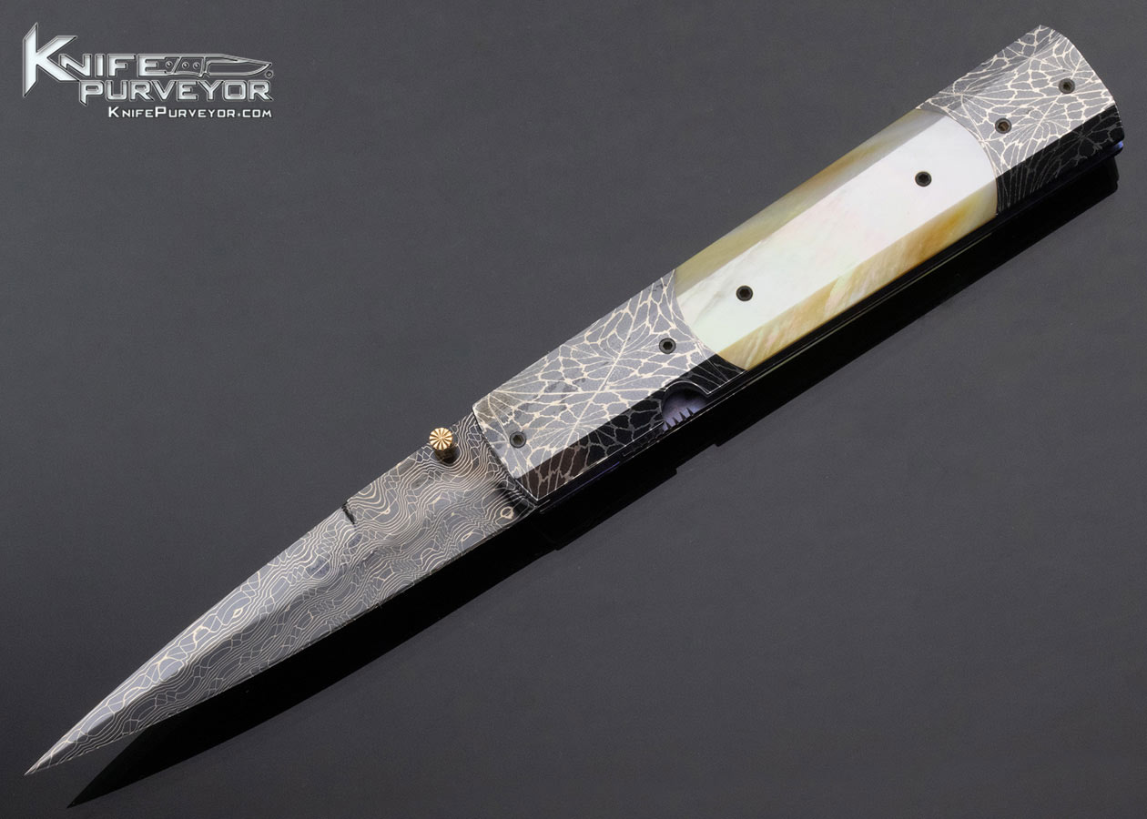 Jeff-Chaffee-Custom-Knife-Blued-Mosaic-Damascus-and-South-Sea-Gold-Lip-Pearl-Linerlock-15111
