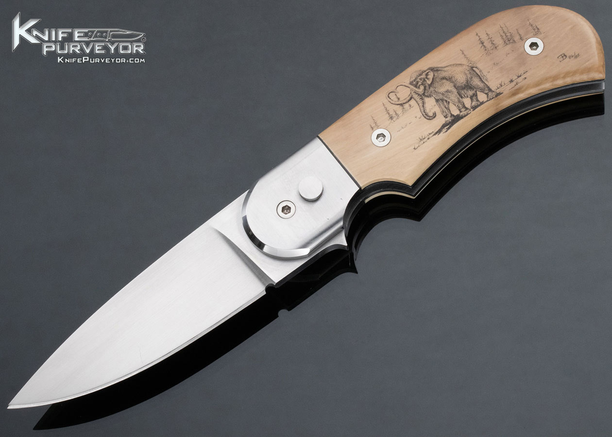 Ron Richard Custom Knife Scrimshawed by Bob Engnath Mammoth Button Lock 14052