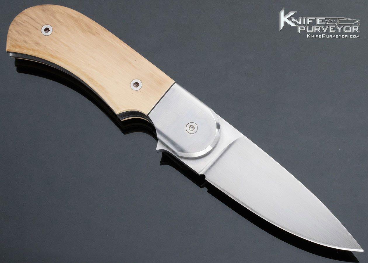Ron Richard Custom Knife Scrimshawed by Bob Engnath Mammoth Dead Bolt Button Lock - Image 5