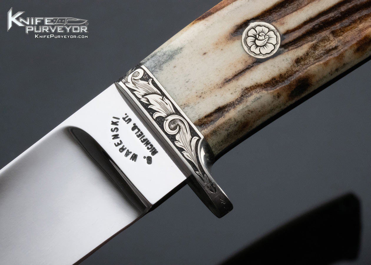 Buster Warenski Custom Knife Marcello Pedini Engraved Stag Hunter - Image 2
