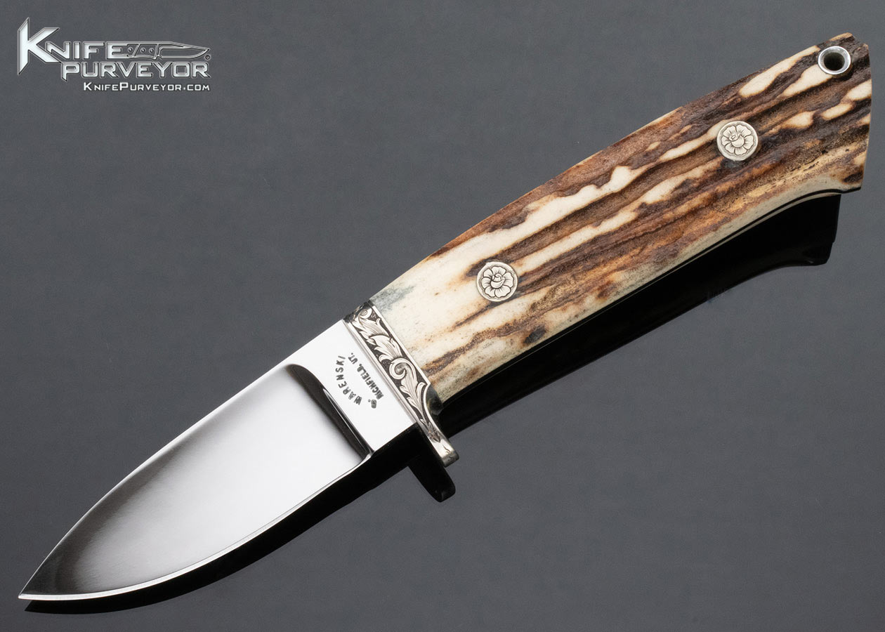 Buster Warenski Custom Knife Marcello Pedini Engraved Stag Hunter 15233