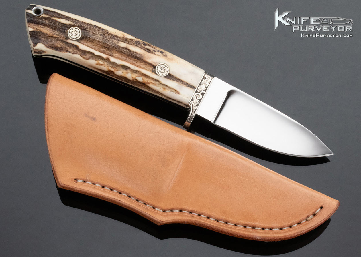 Buster Warenski Custom Knife Marcello Pedini Engraved Stag Hunter - Image 3