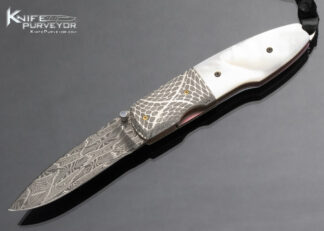 Dave Ricke Custom Knife Pearl and Damascus Linerlock 13861