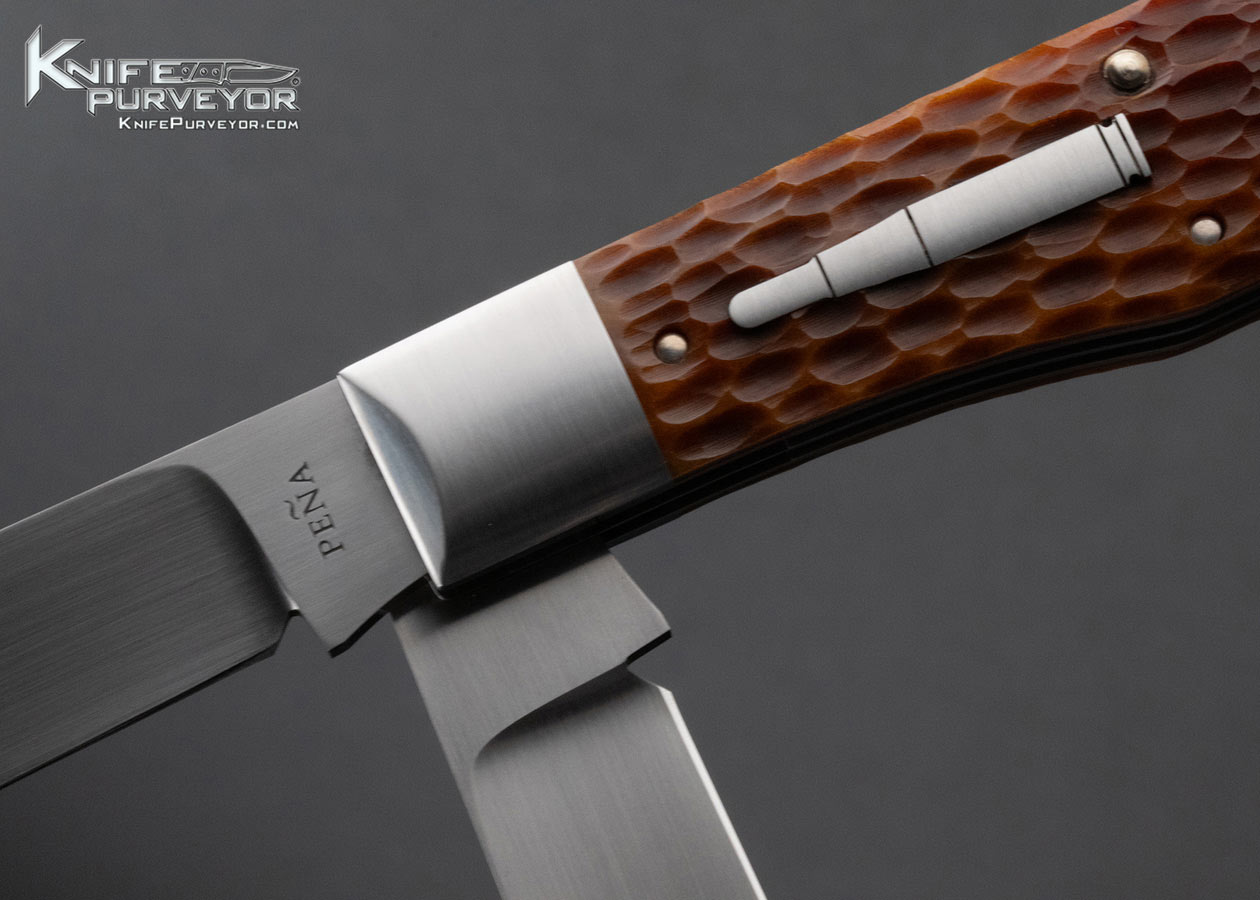 Enrique Pena Custom Knife Remington Bullet Two Blade Trapper with Jigged Bone Slipjoint 15206