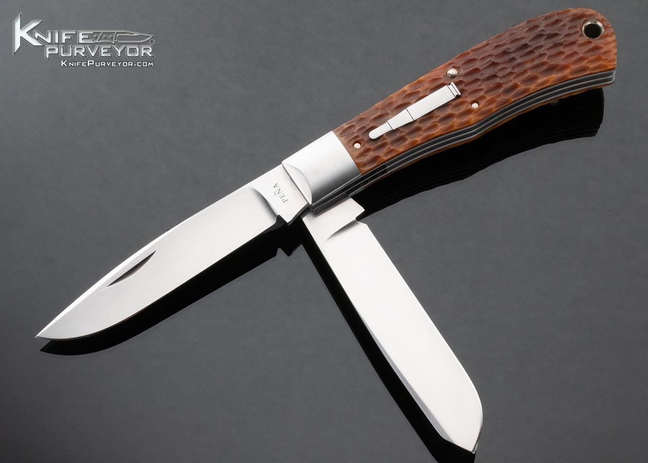 Enrique Pena Custom Knife Remington Bullet Two Blade Trapper with Jigged Bone Slipjoint 15206