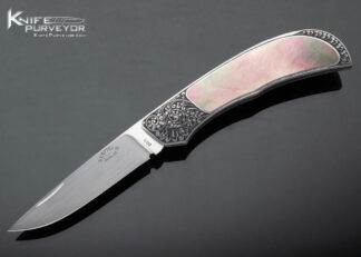 Jack Busfield Custom Knife Black Lip Tahitian Pearl Shell Interframe Lockback Engraved Franz Marktl 15191
