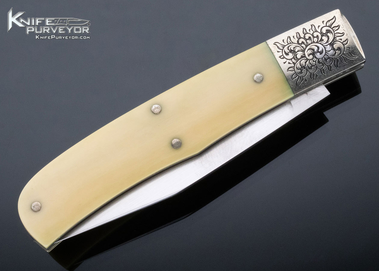 Jess Horn Custom Knife Engraved by David Perdue Mammoth Slip Joint - Image 4