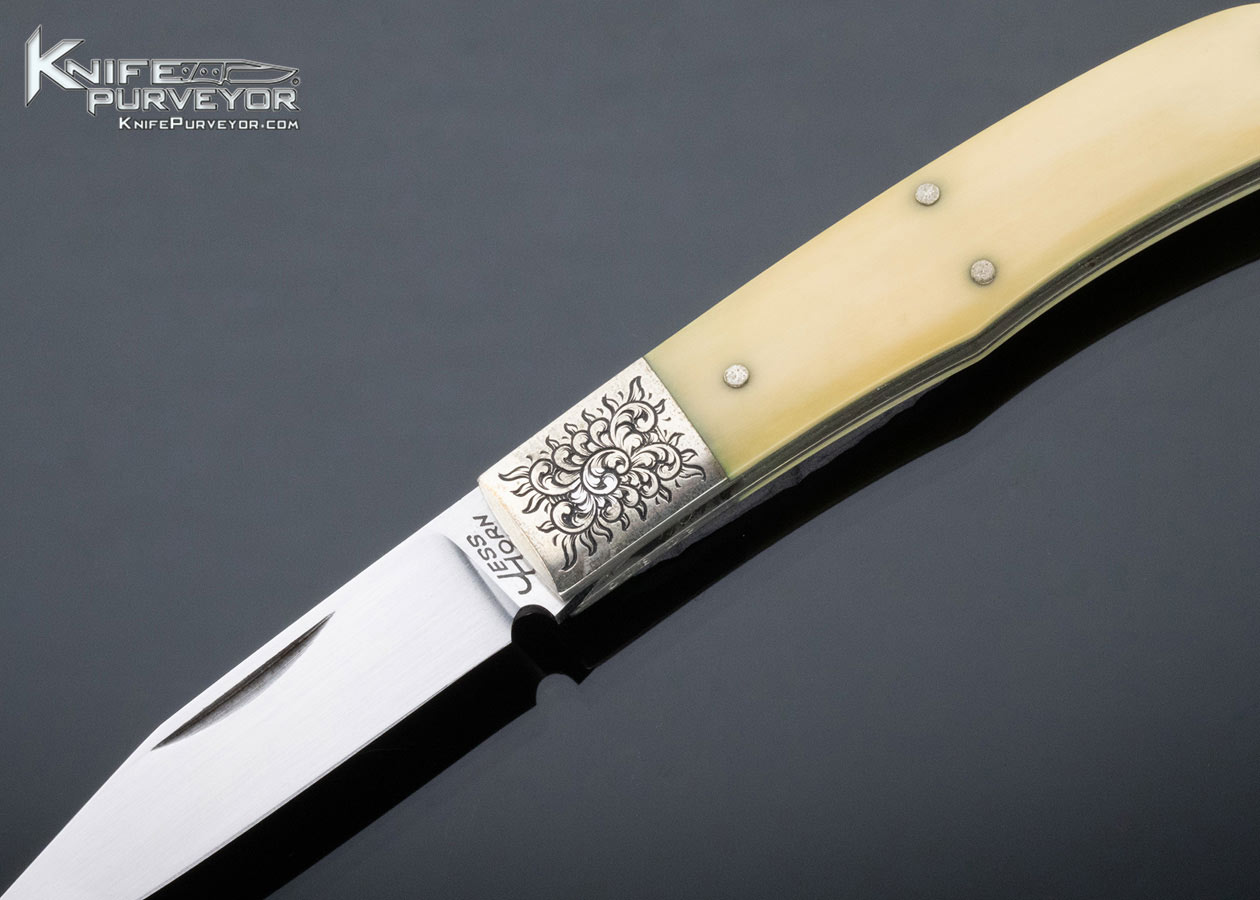 Jess Horn Custom Knife Engraved by David Perdue Mammoth Slip Joint - Image 2