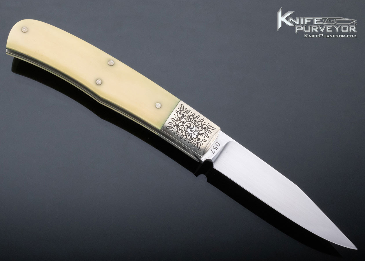 Jess Horn Custom Knife Engraved by David Perdue Mammoth Slip Joint - Image 3