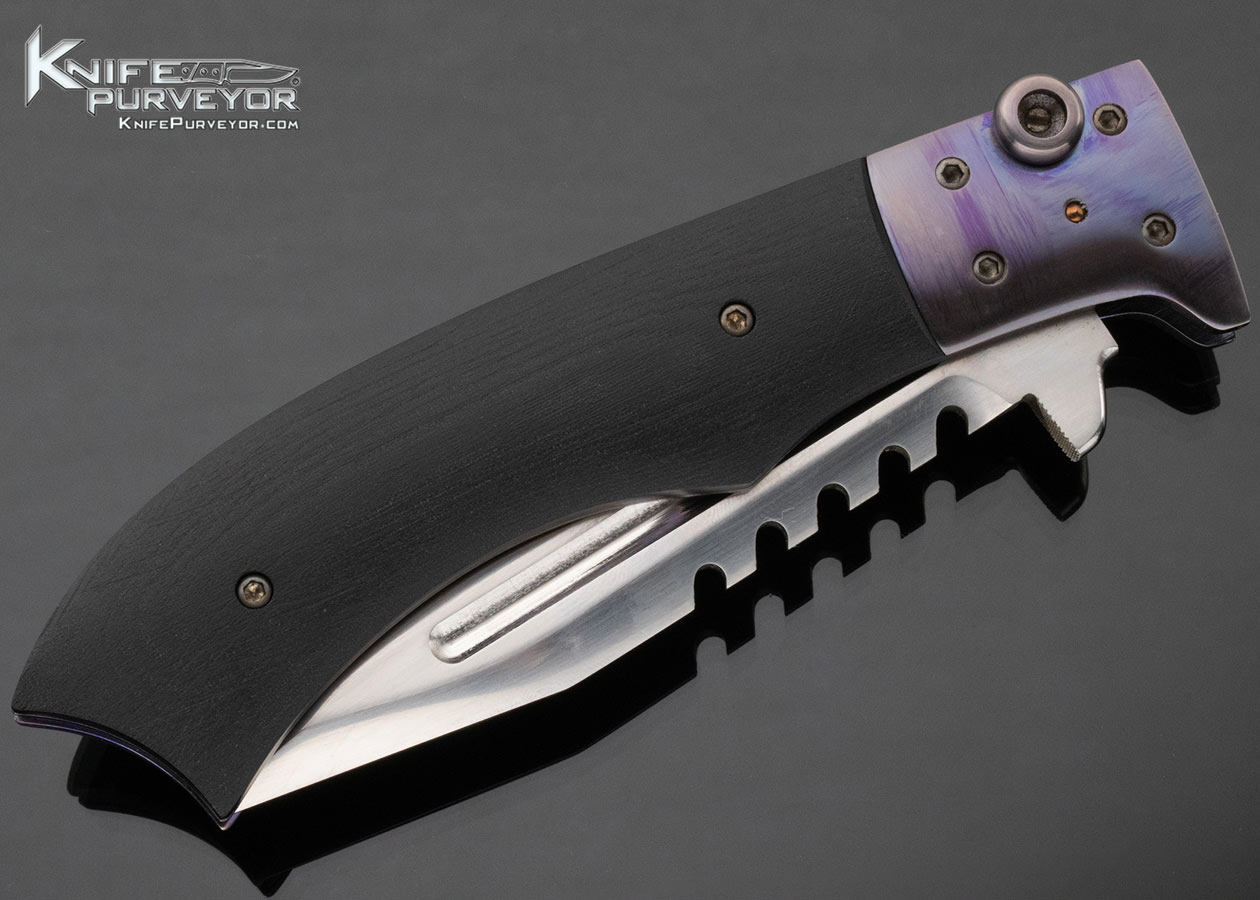 Paul Fox Custom Knife Micarta and Anodized Titanium Toggle Lock Sawtooth Fighter #1 - Image 4