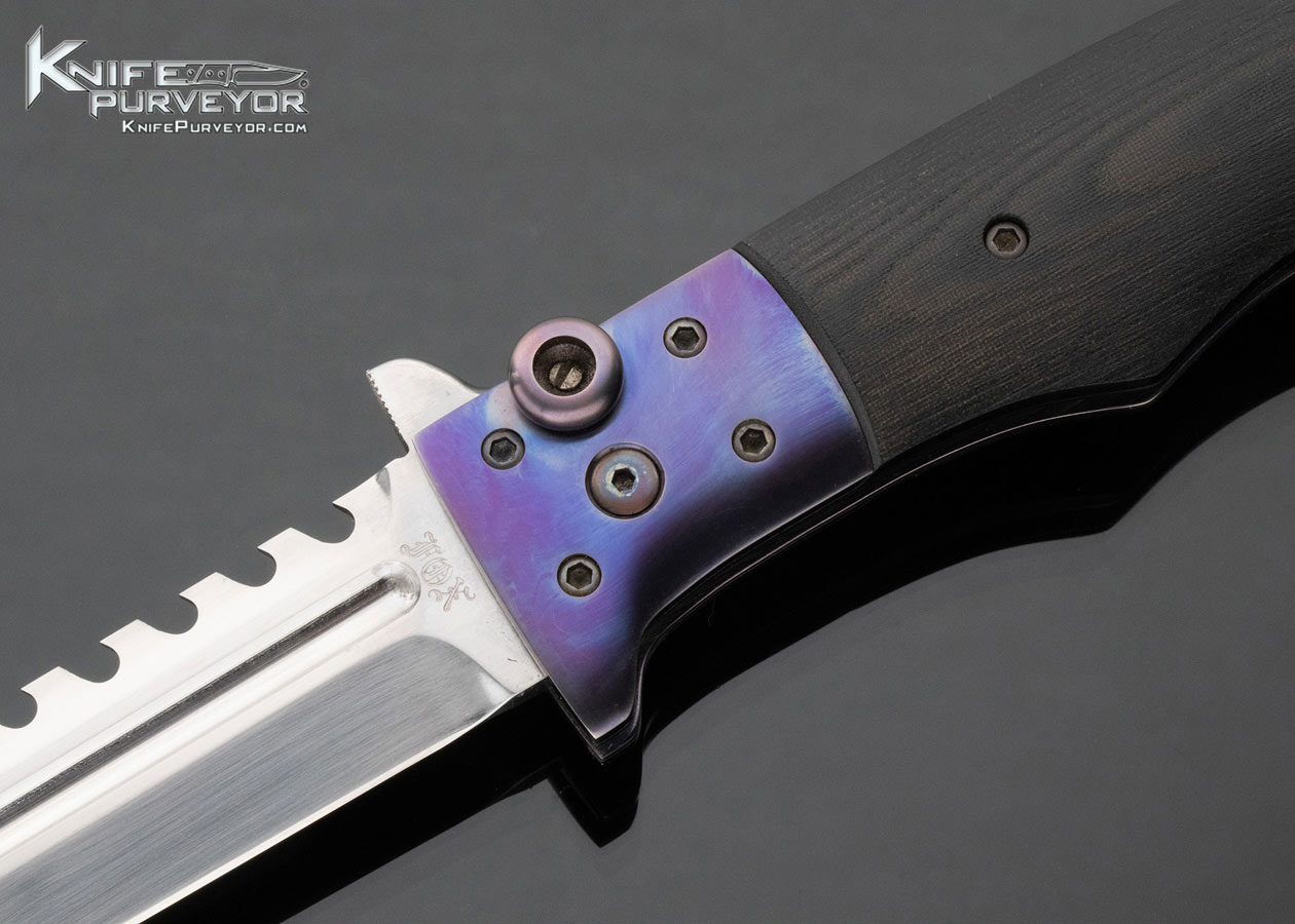 Paul Fox Custom Knife Micarta and Anodized Titanium Toggle Lock Sawtooth Fighter #1 - Image 2