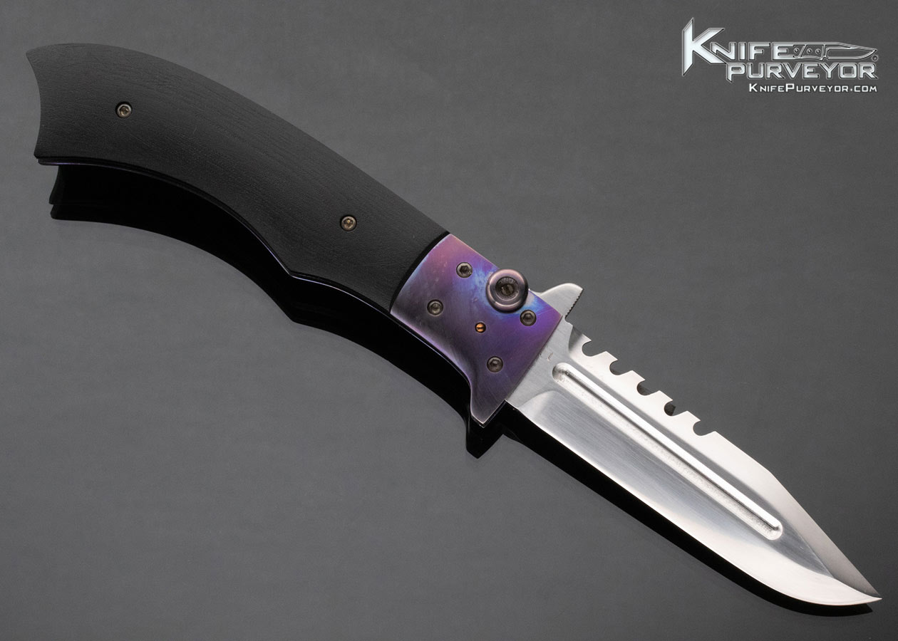 Paul Fox Custom Knife Micarta and Anodized Titanium Toggle Lock Sawtooth Fighter #1 - Image 3