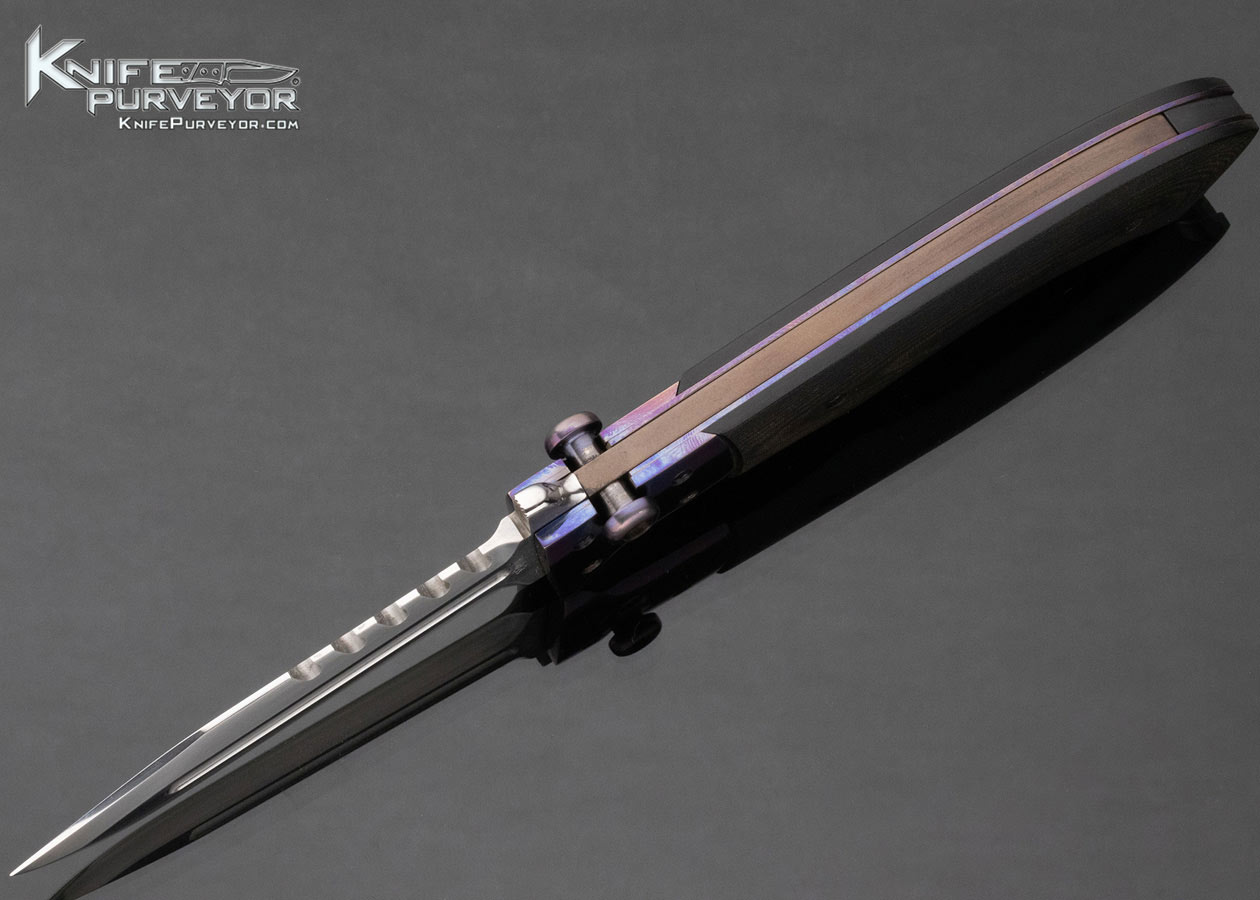 Paul Fox Custom Knife Micarta and Anodized Titanium Toggle Lock Sawtooth Fighter #1 - Image 5
