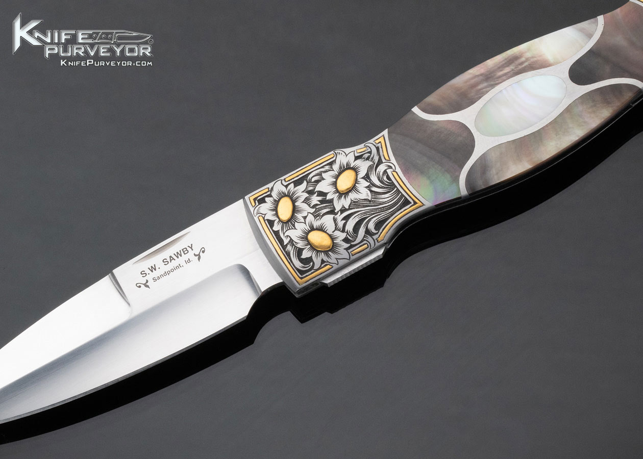 Scott Sawby Custom Jon Robyn Engraved 5 Piece Inlayed Self Lock Dagger - Image 2