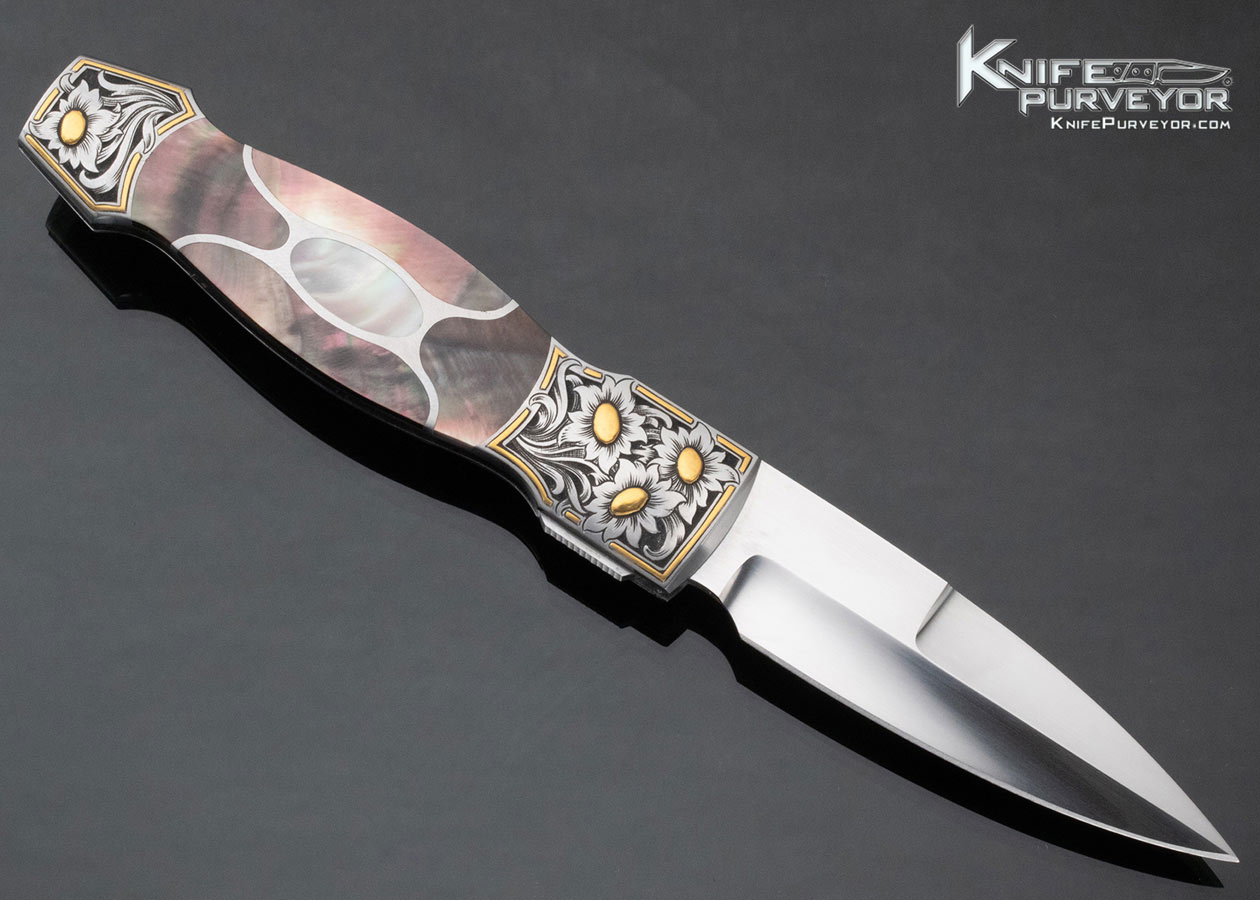 Scott Sawby Custom Jon Robyn Engraved 5 Piece Inlayed Self Lock Dagger - Image 3