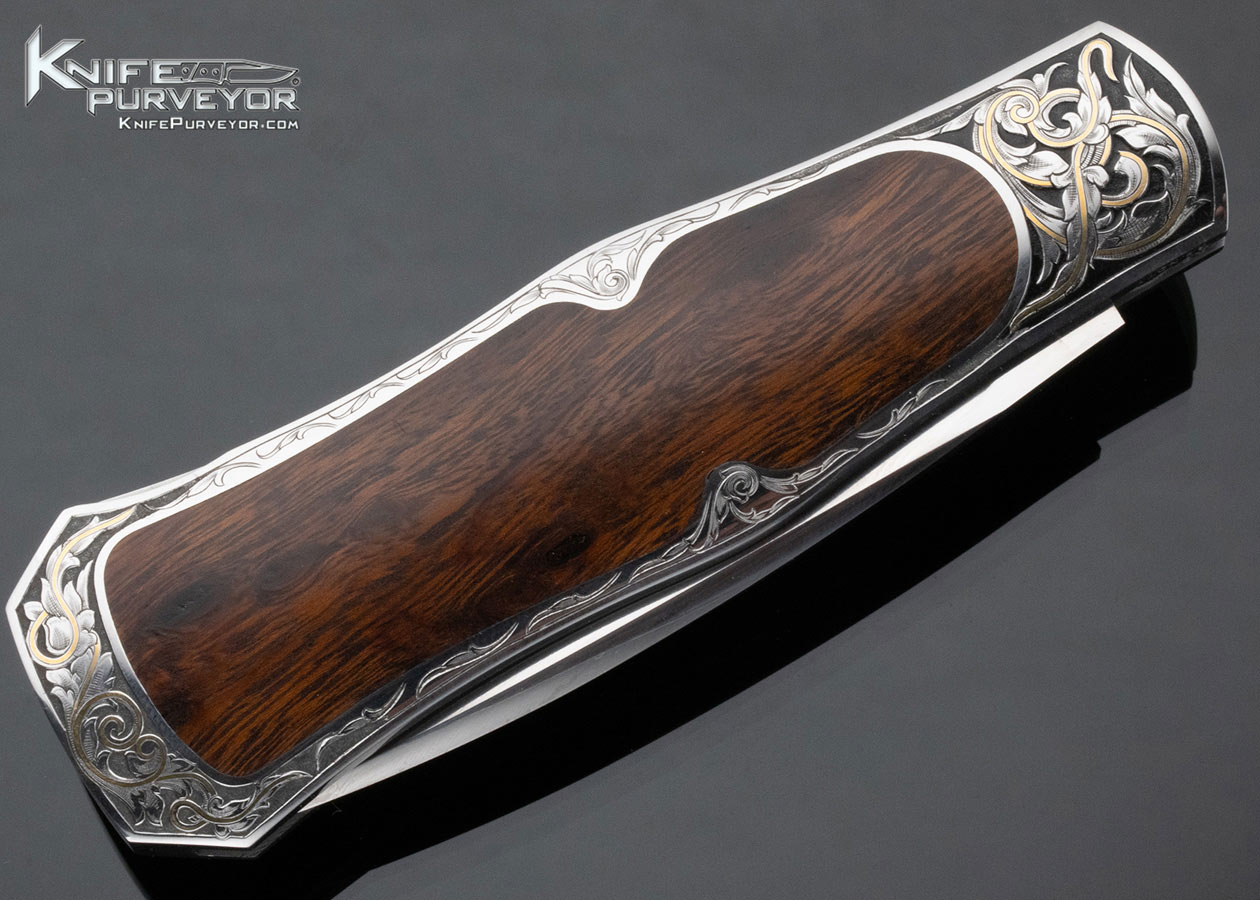 Steve Hoel Custom Knife Ron Nott Engraved Desert Ironwood Interframe Coke Bottle Dagger - Image 4