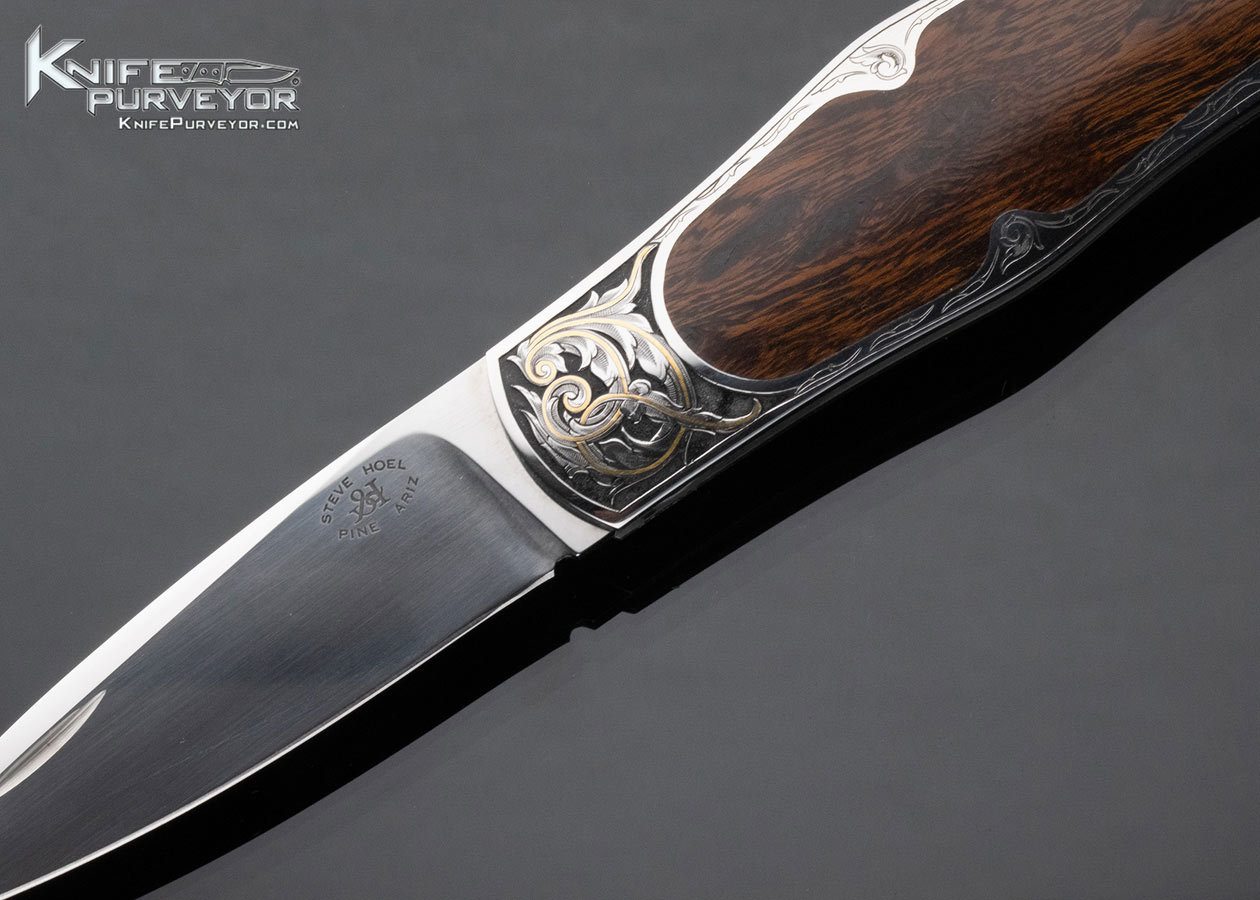 Steve Hoel Custom Knife Desert Ironwood Interframe Coke Bottle Dagger Engraved By Ron Nott 15195